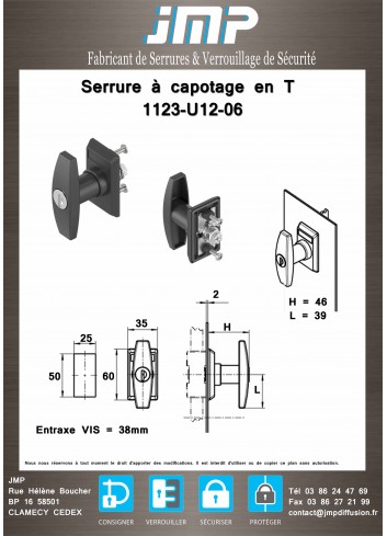 Serrure à capotage 1123-U12-6 PLAN