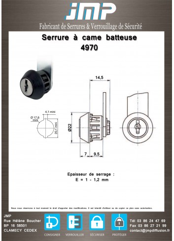 Serrure à came batteuse 4970 - Plan Technique