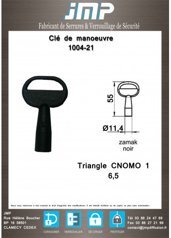 Clé triangle 1004-21 femelle CNOMO 1 -6,5- Plan Technique