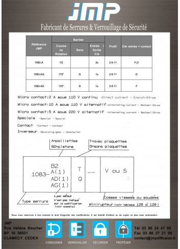 Serrure à contact 1083A118 - Plan Technique 2