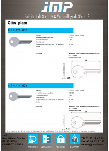 Clés étoiles, clés plates et clé spéciale pour l'Interverrouillage - Plan Technique 2