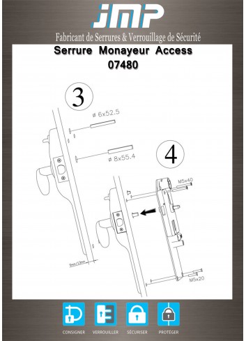 Serrure electronique 07480 Access avec paiement pour toilettes publiques porte palière 9 à 13 mm - Plan Technique 5