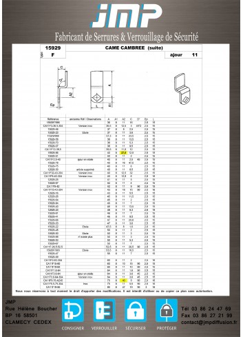 Cames 15929 - Plan Technique 5