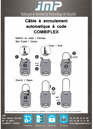 Câble à enroulement automatique à code ABUS-2501/85-COMBIFLEX - Plan Technique