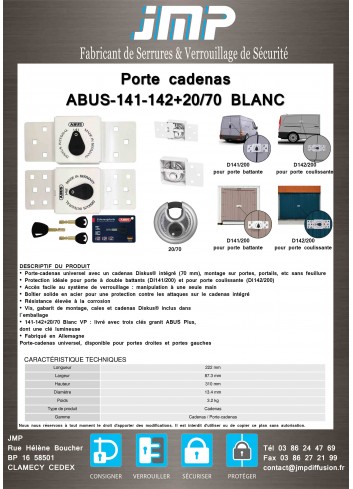 Porte cadenas ABUS-141-142+20/70BLANC