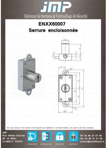 ENXX60007 Serrure encloisonnée plan technique