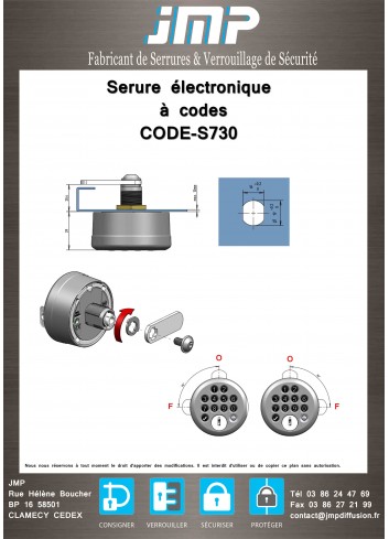 Serrure électronique à codes S730 - plan technique 1