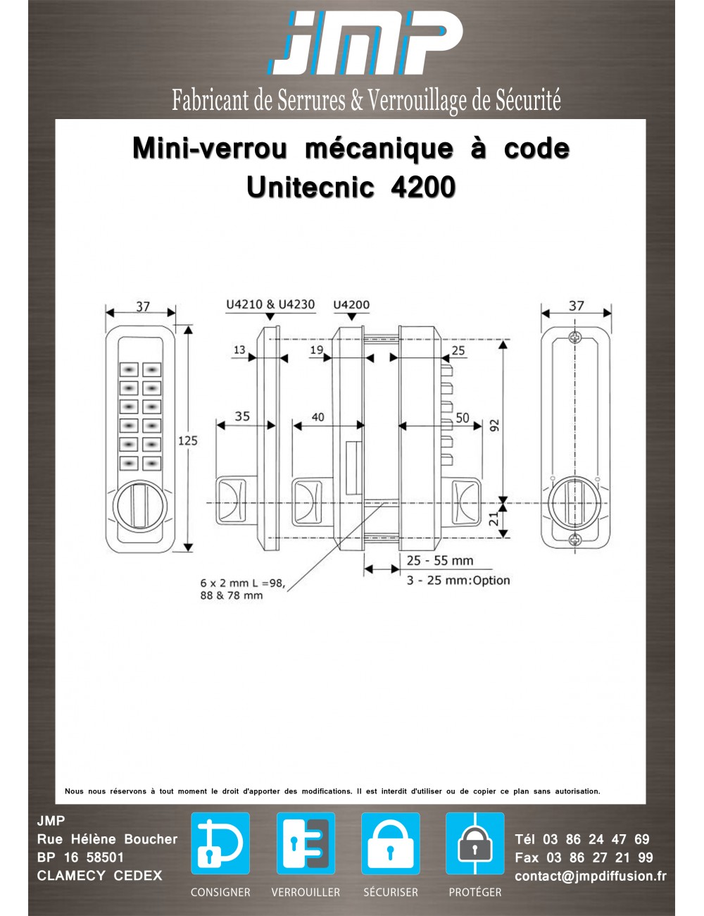 Mini Verrou Code M Canique Unitecnic