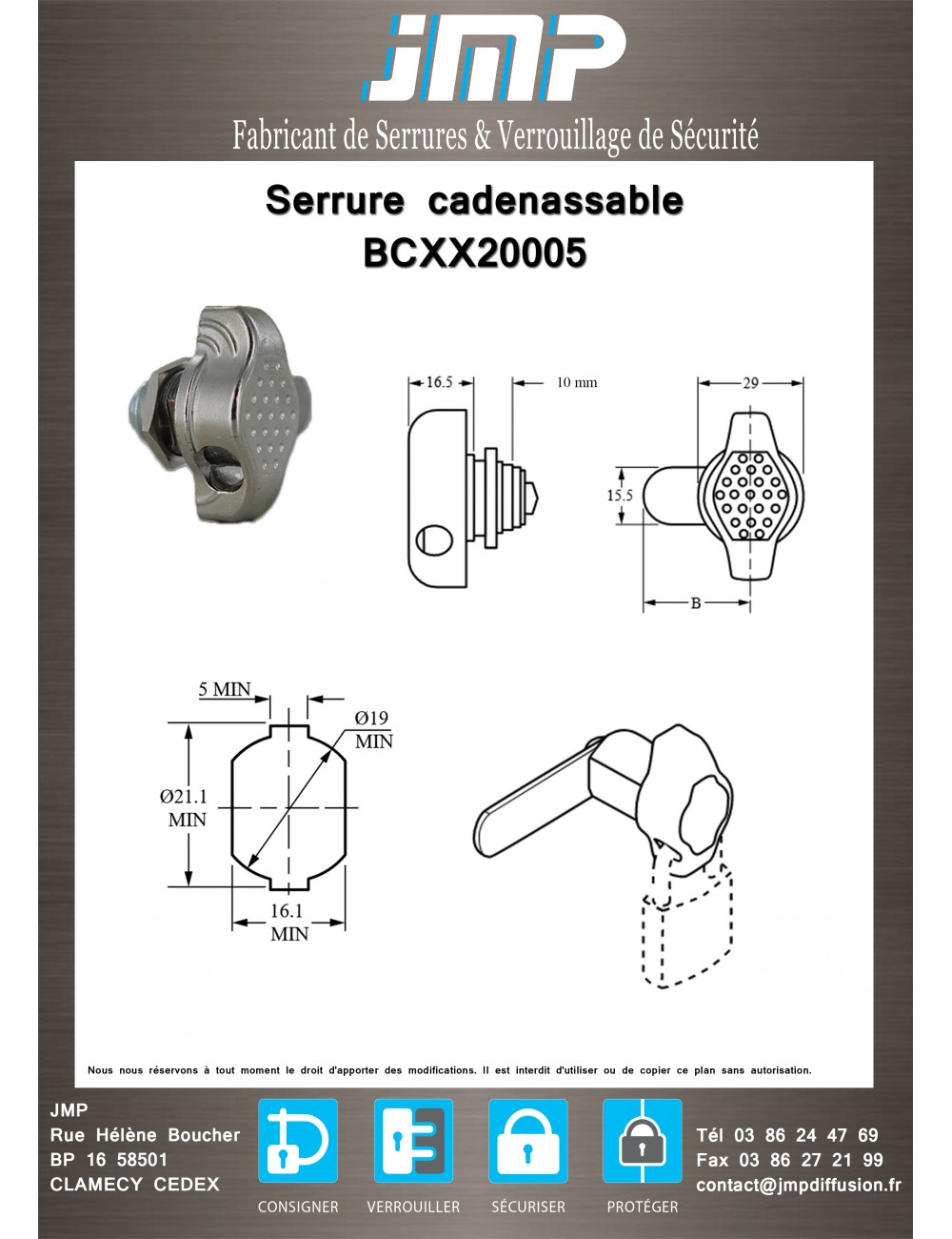 Serrure Bouton Cadenassable Bcxx