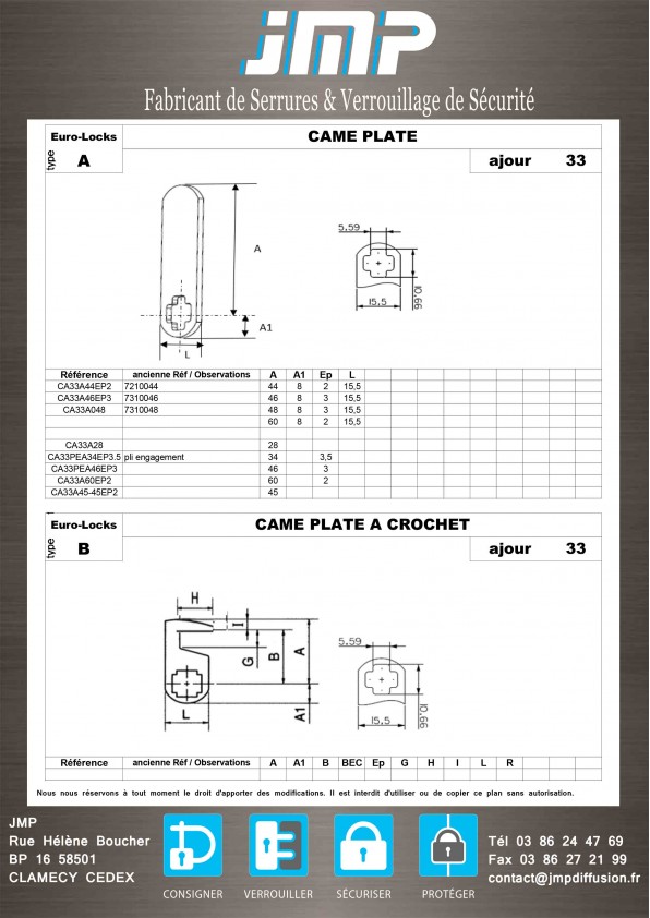 Cames CA33 - plan technique 1