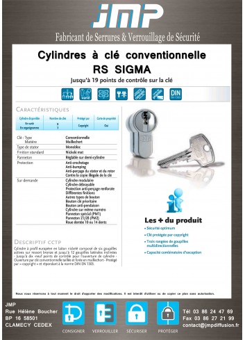 CYLINDRE HAUTE SECURITE SIGMA - plan technique 2