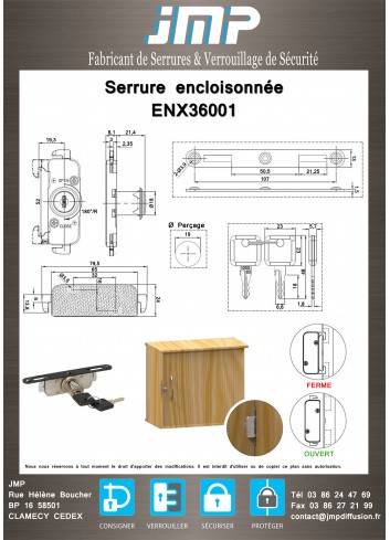 serrure-encloisonnee-enx36001- plan technique
