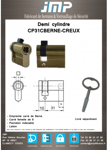 Demi Cylindre CP31CBERNE-CREUX - plan technique