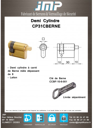 Demi Cylindre CP31CBERNE - plan technique
